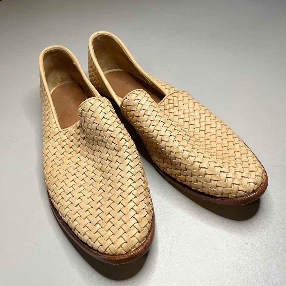 Nisolo Mara Woven Slip-On Loafer Women's Size 7.5 Almond Tan Leather Round Toe